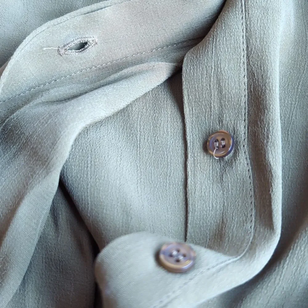 Masai Copenhagen Olive Green 💚 Shirt Dress Button Down M W Slits - Picture 3 of 10